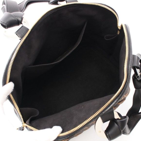 Louis Vuitton Alma Monogram Eclipse Noir Handbag PVC Leather Brown Black - Picture 3 of 7